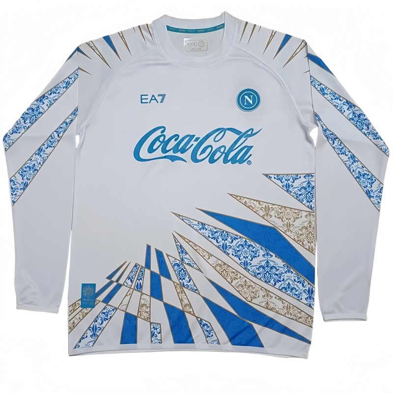 2025/26 Mens Napoli White Blue  Long Sleeve  soccer jersey