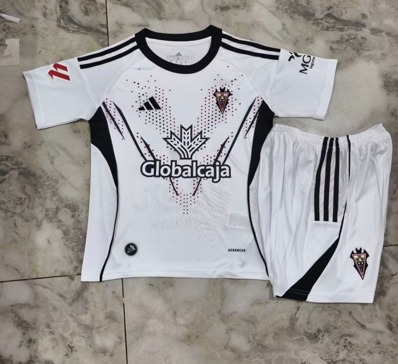 2025-26 Kids Albacete home white soccer jersey