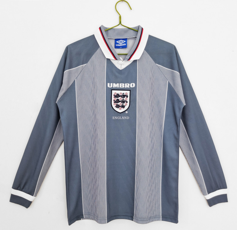 1996 Mens England Retro long sleeve  away soccer Jersey
