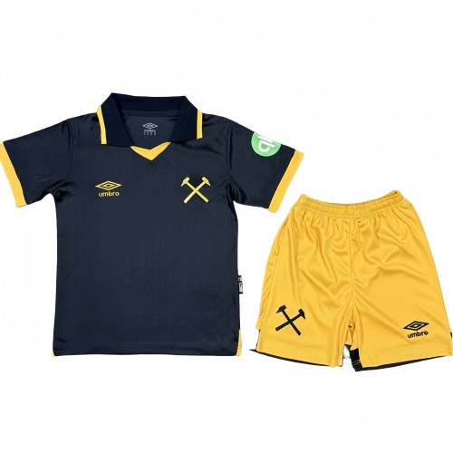 2025-26 Kids  West Ham United  Third away black soccer Jersey
