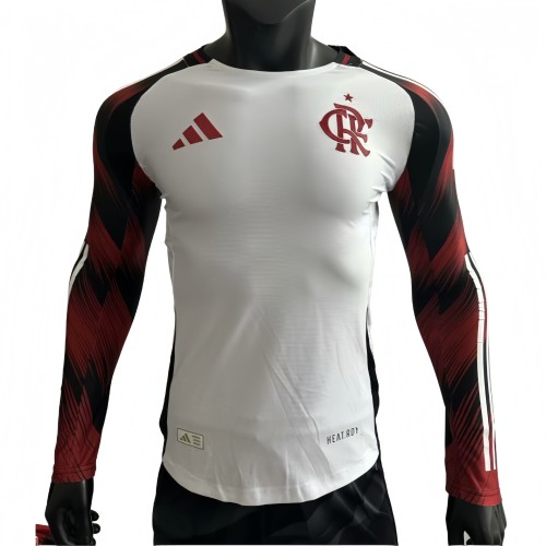 2025-26 Mens  Flamengo away white Player version long sleeve  soccer Jersey