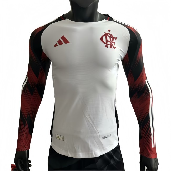 2025-26 Mens  Flamengo away white Player version long sleeve  soccer Jersey