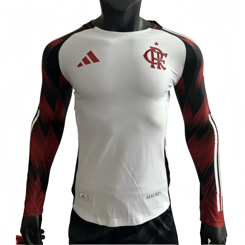 2025-26 Mens  Flamengo away white Player version long sleeve  soccer Jersey
