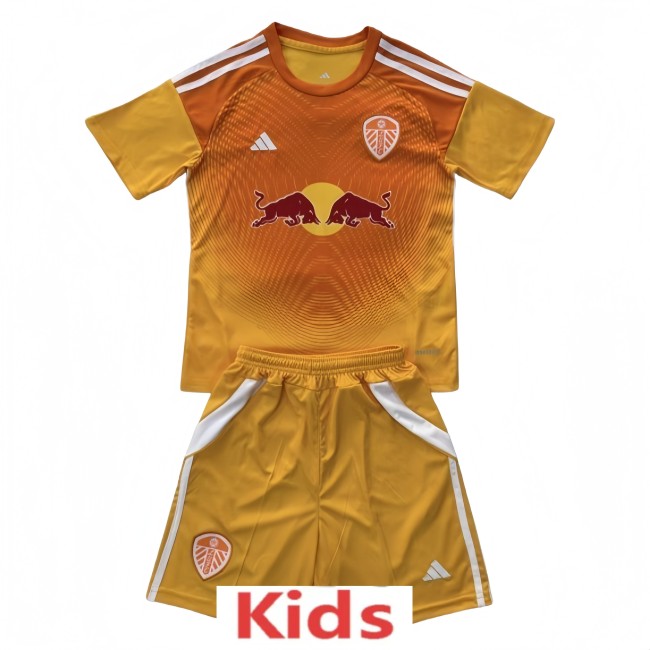 2025-26 Kids  Leeds United  Orange goalkeeper soccer  jersey