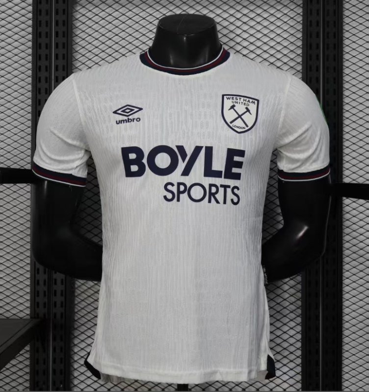 2025-26 Men’s West Ham United away white Player version  soccer Jersey