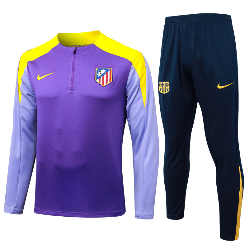 2025-26 Mens Atletico Madrid Purple Half-pull Training Suit