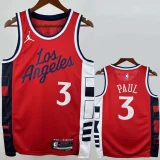 24-25 Clippers PAUL #3 Red Top Quality Hot Pressing NBA Jersey (Trapeze Edition) 飞人版