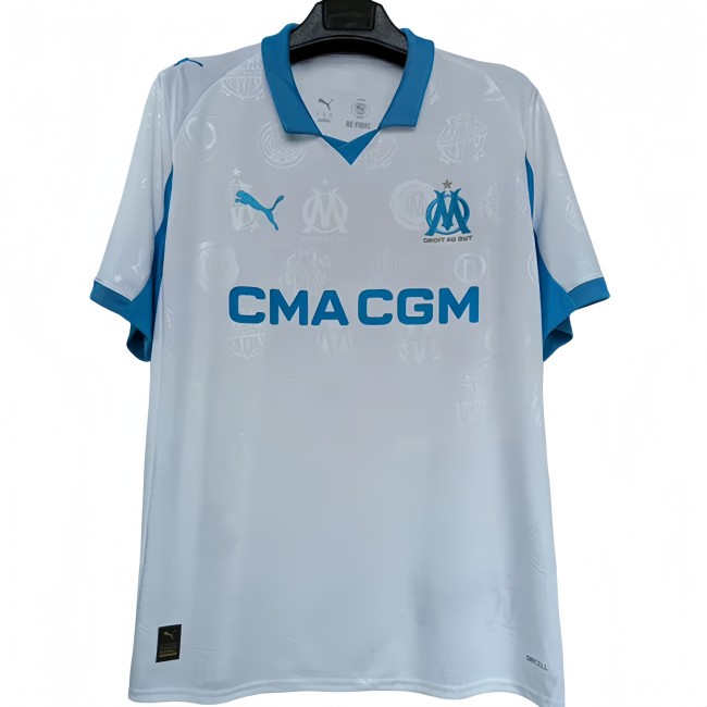 Mens Marseille 1:1 home white soccer jersey 2526