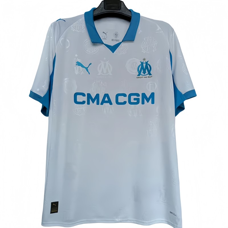 Mens Marseille 1:1 home white soccer jersey 2526