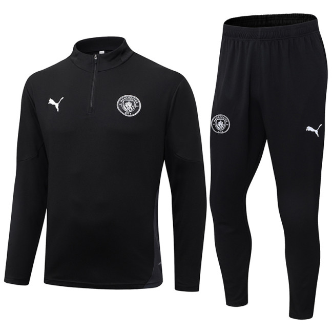 2025-26 Mens Manchester City black Half-pull Tracksuit suit
