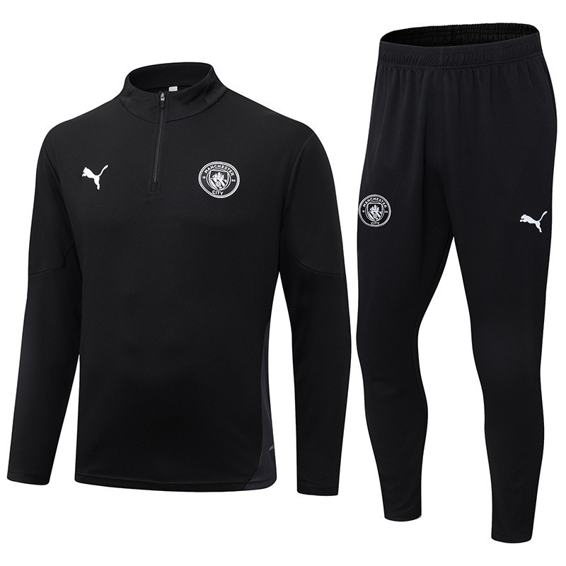 2025-26 Mens Manchester City black Half-pull Tracksuit suit