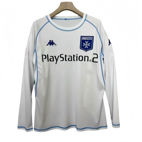 2003-2004 Mens AJ Auxerre  Retro Home white Long Sleeve Soccer Jersey