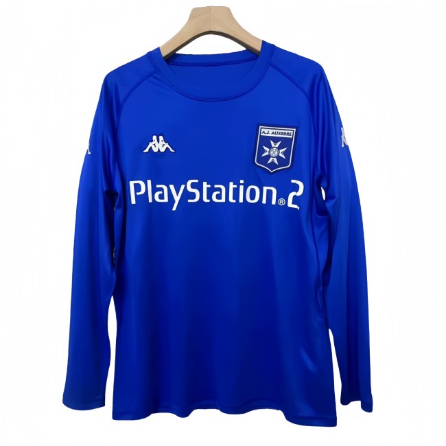 2025-26 Mens AJ Auxerre Home  blue long sleeve Soccer Jersey