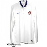 2014 Portugal Away Player Version  Long Sleeve Retro Soccer Jersey
