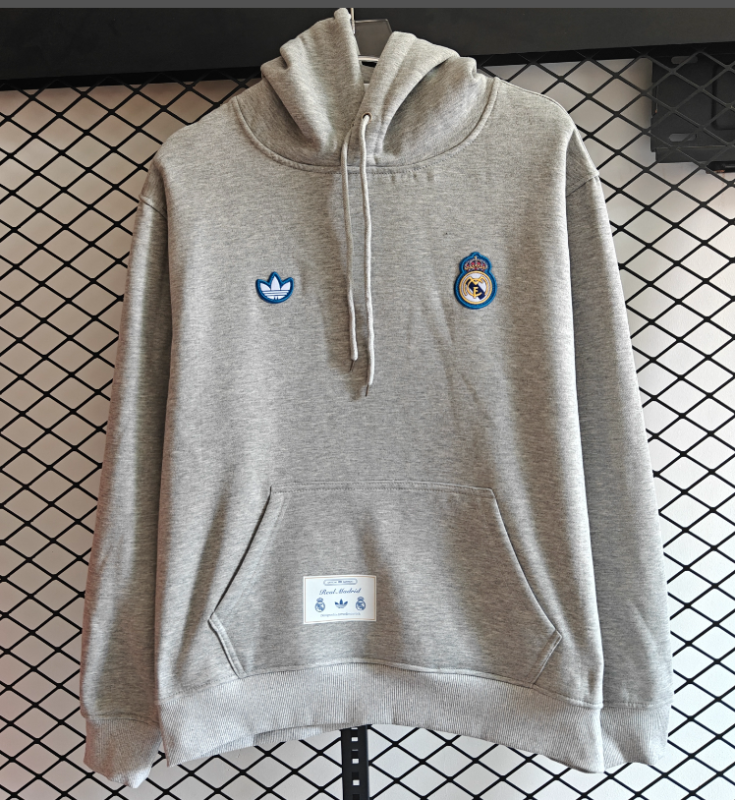 2025-26 Mens Real Madrid Grey Hoodie Jersey