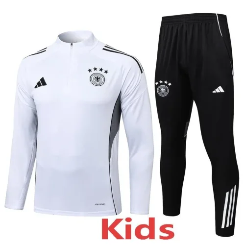 2025-26 Mens Germany White Kids Half Pull Tracksuit