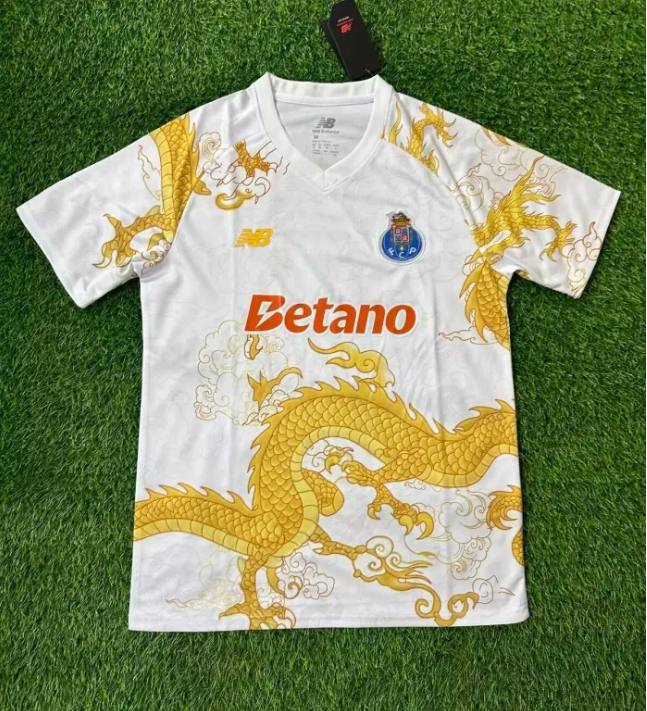 2025-26 Mens Porto White Gold Dragon Special Edition Soccer Jersey