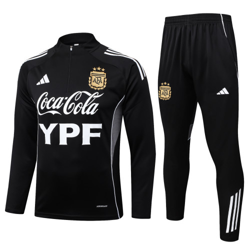 2025-26 Mens Argentina Black Jacket Tracksuit