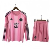 2025-2026 Kids Inter Miami Home Long Sleeve Soccer Jersey