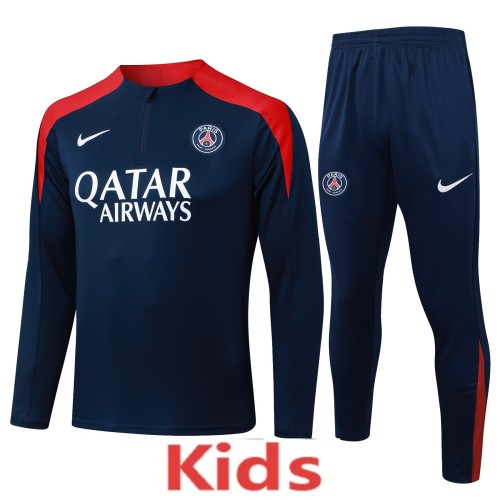 2025-26 KIDS  PSG Paris Baolan color half pull Tracksuit suit