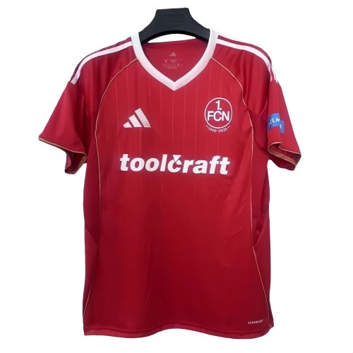 2025-26  Mens  FC Nurnberg Third Away Red FC Nürnberg soccer jersey