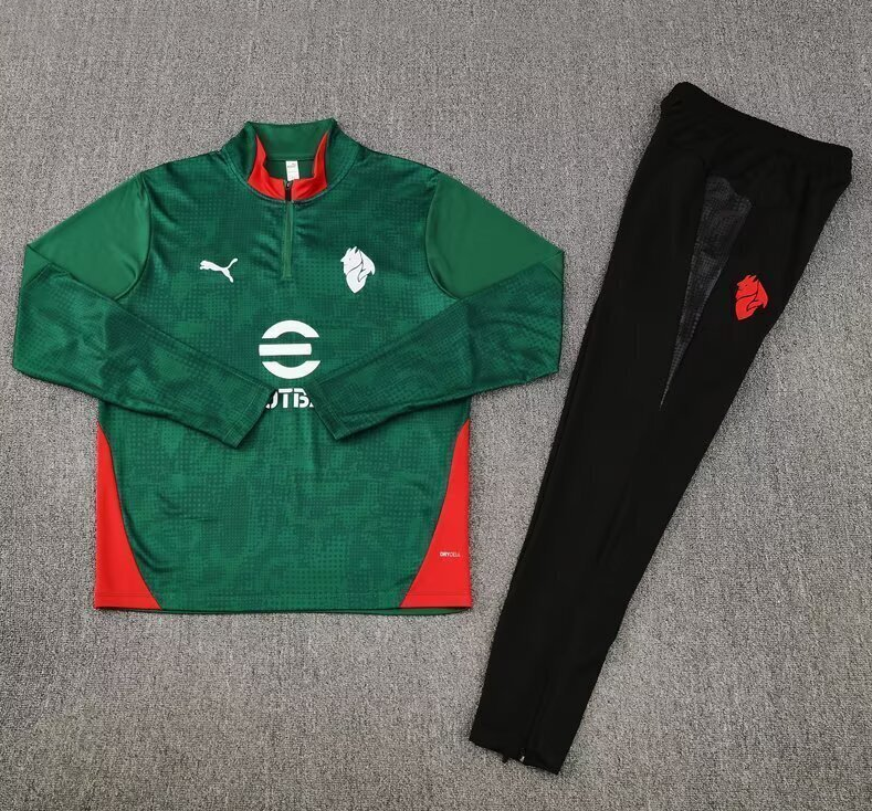 2025-26 Mens AC Milan Green half-pull Training suit