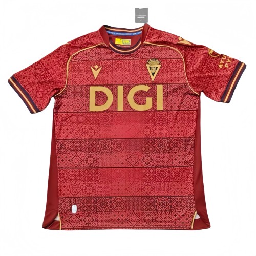 2025-26  with Sponor Logo  Men's Cadiz red away soccer jersey
