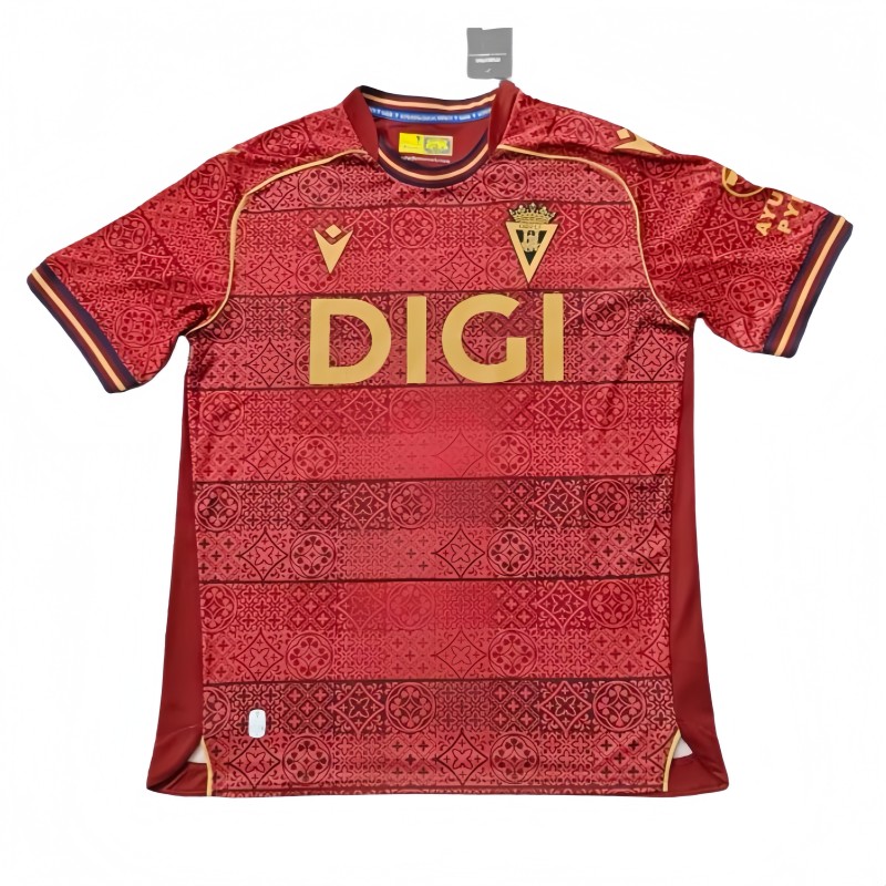 2025-26  with Sponor Logo  Men's Cadiz red away soccer jersey