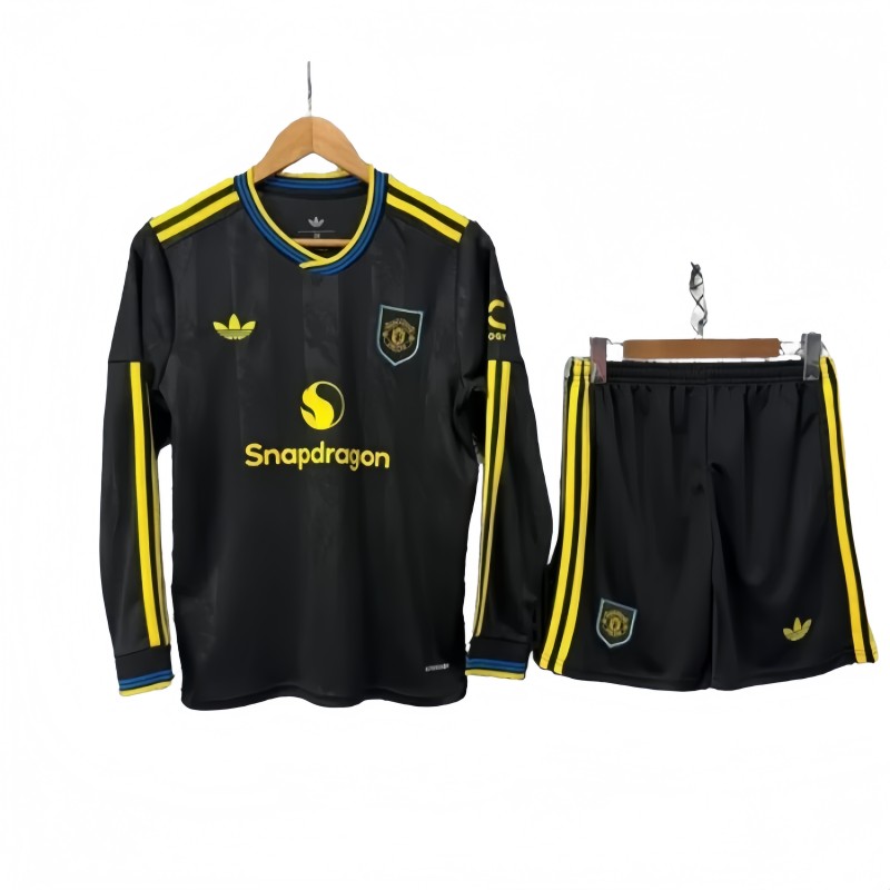 2025-26 KIDS  Manchester United Third away long sleeve soccer Jersey