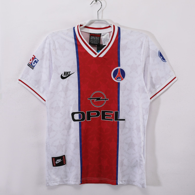 1995-96 Mens Retro psg Away white soccer Jersey