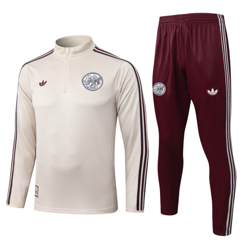 2025-26  Mens Ajax Half-pull  beige Training suit