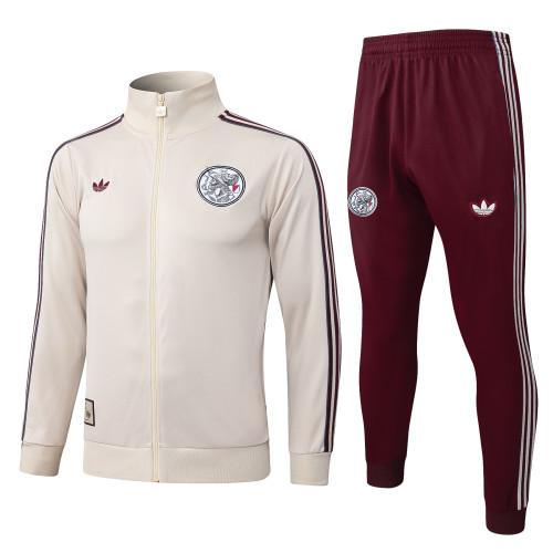2025-26 Mens Ajax beige Jacket Tracksuit