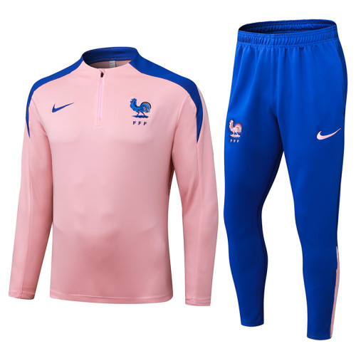 2025-26  Mens  France pink Half Pull Tracksuit