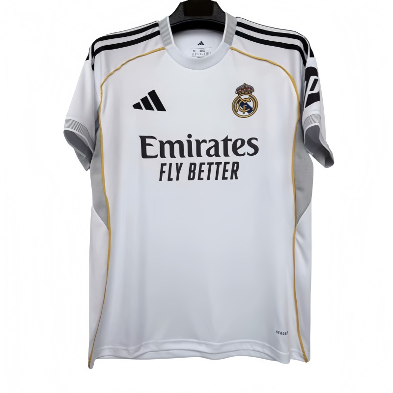 2025-26 Mens Real Madrid  home White 1:1 Soccer Jersey