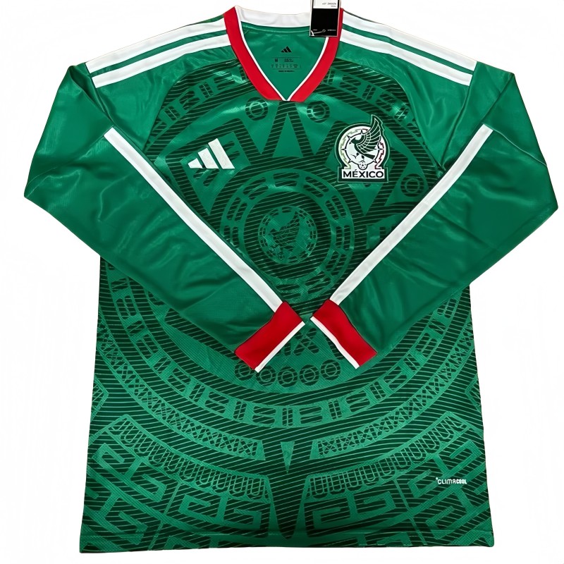 2026-27 Mens Mexico home Green Long Sleeve  Soccer Jersey