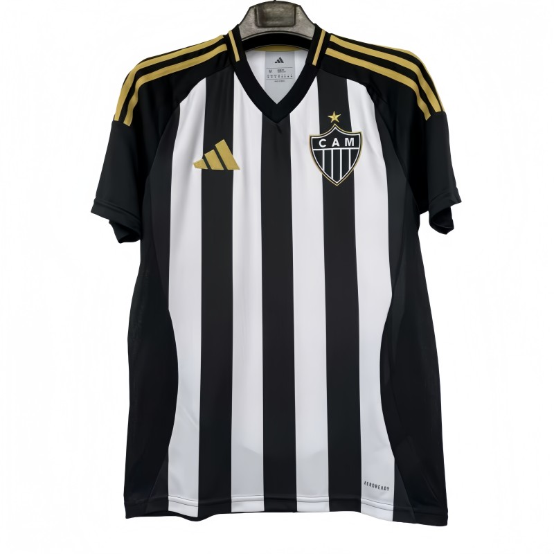 2025-26 Mens  Atletico Mineiro  Home 1:1 Black and White soccer Jersey