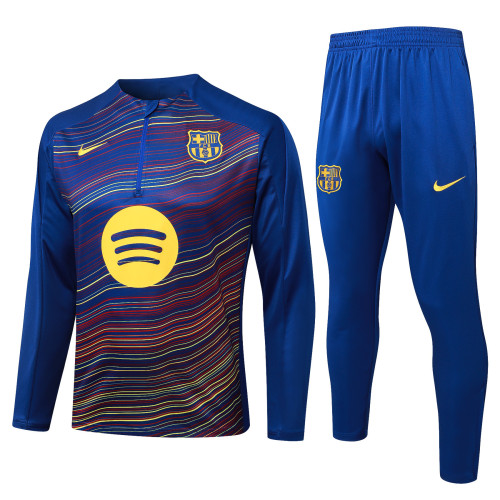 2025-26 Mens Barcelona variegated blue Half Pull Tracksuit
