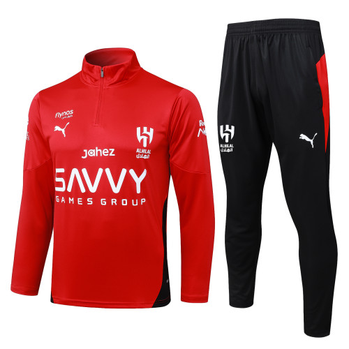 2025-26 Mens Al-Hilal red Half Pull Tracksuit