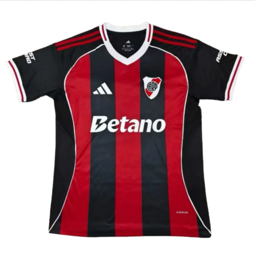 2025-26 Mens River Plate away Black red  Soccer Jersey