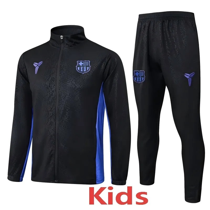 2025-26 Kids Barcelona Black Jacket Tracksuit suit