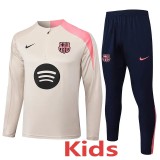 2025-26 Kids Barcelona Khaki  Half Pull  Tracksuit