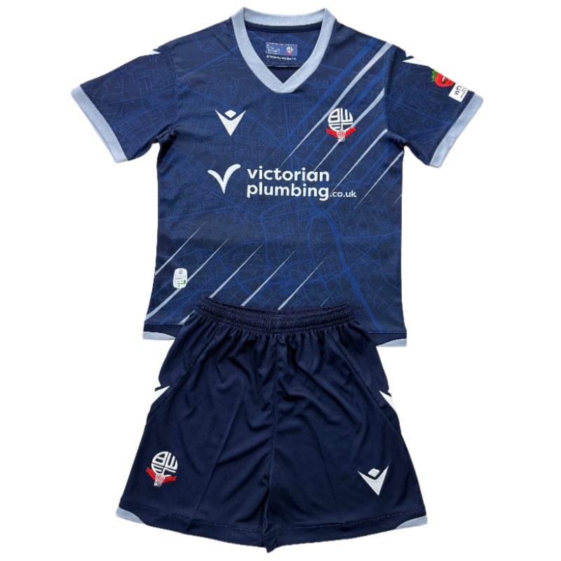 2025-26 Kids Bolton Wanderers away blue Soccer Jersey