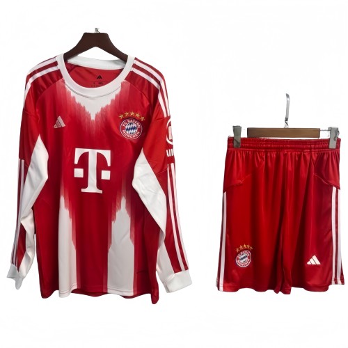 2025-26 Mens Bayern Munich home Long Sleeve Shorts Training Suit