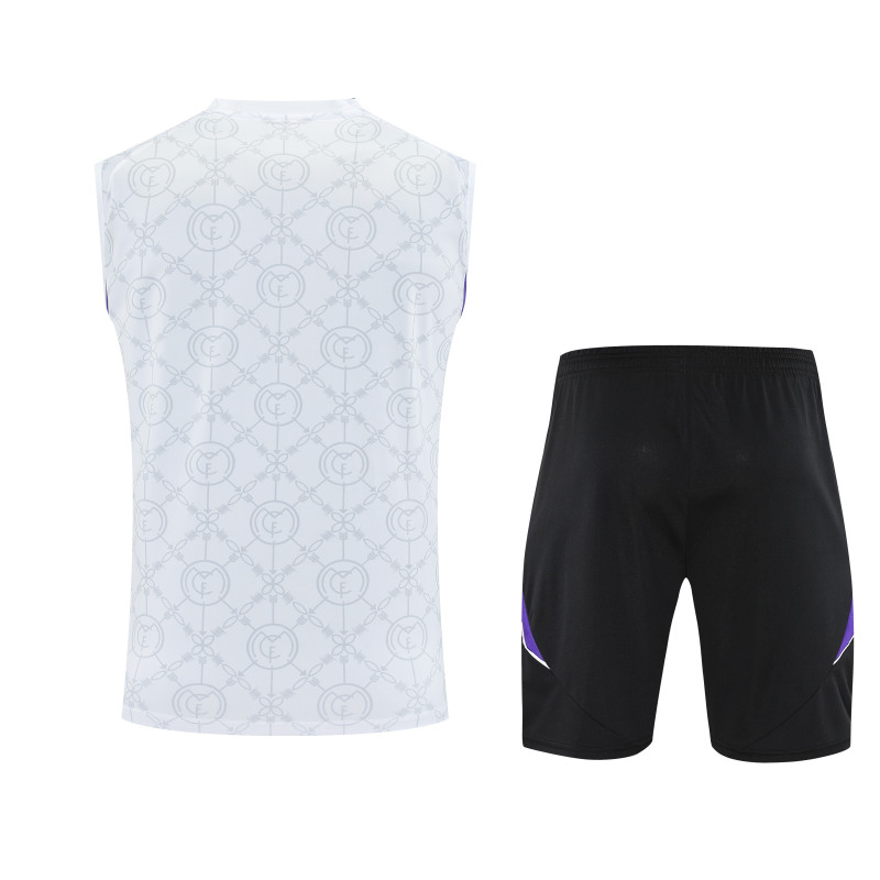 2025-26 Mens Real Madrid white vest Training Short Suit