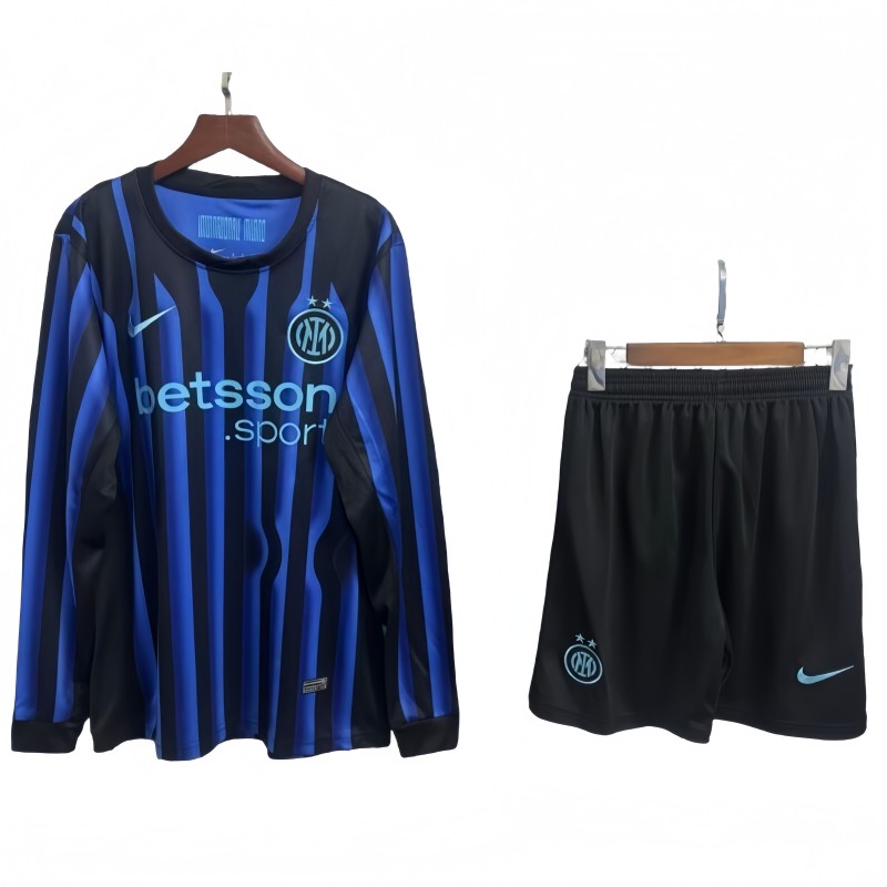 2025-26 Mens Inter Milan home Long Sleeve Shorts Training Suit