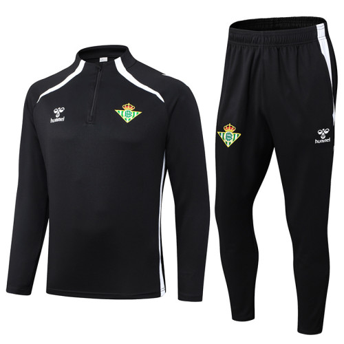 2025-26 Mens Real Betis black Half Pull Tracksuit