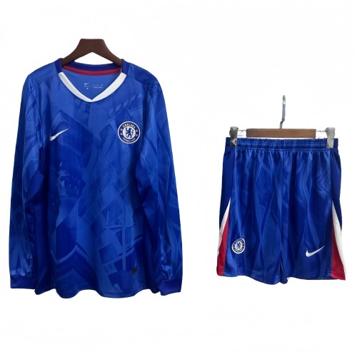 2025-26 Mens Chelsea home Long Sleeve Shorts Training Suit