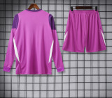 2025-26 Mens Real Madrid goalkeeper pink Long Sleeve Shorts Training Suit