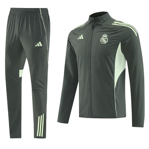 2025-26 Mens Real Madrid dark green Jacket  windbreaker suit