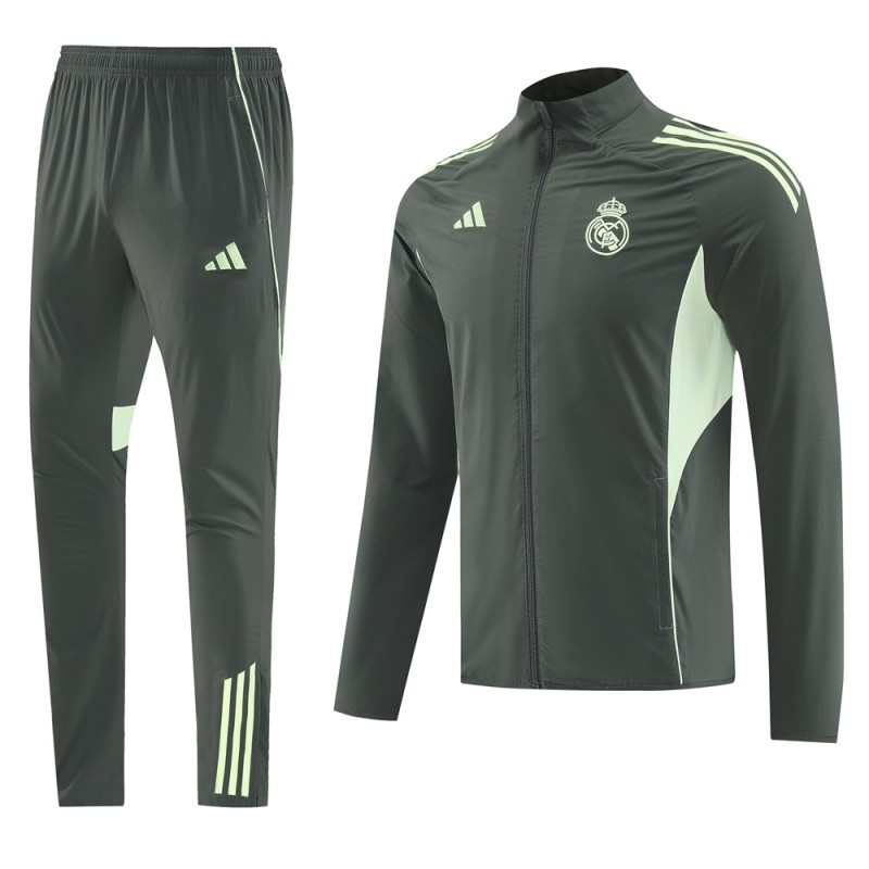 2025-26 Mens Real Madrid dark green Jacket  windbreaker suit